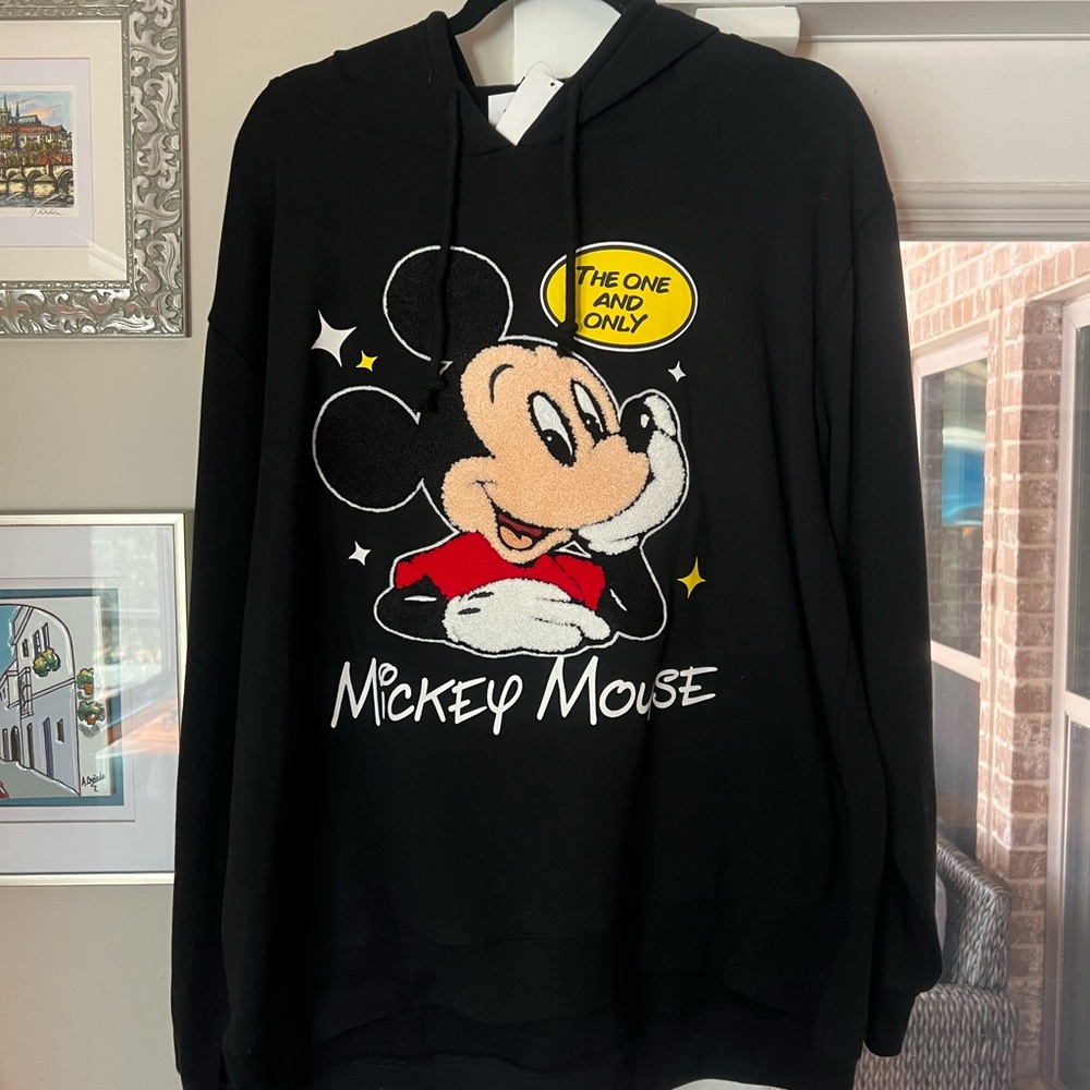 Mickey Mouse Black Hoodie Sweater Women’s XXL NEW